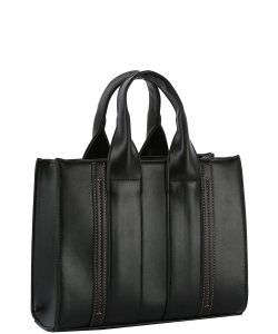 Fashion Faux Tote Satchel Bag GL-0131-M BLACK